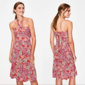 Boden Red Multi Paisley Halter Sundress